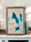 Handcrafted Wood Lake Map | Custom Framed Layered Lake Wall Art